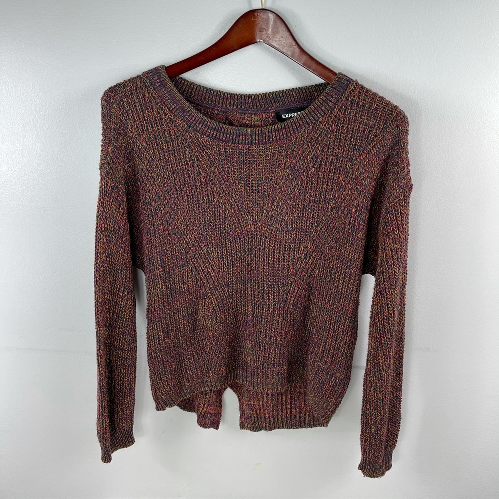 Express NWT Rainbow Knit Sweater With Open Back S